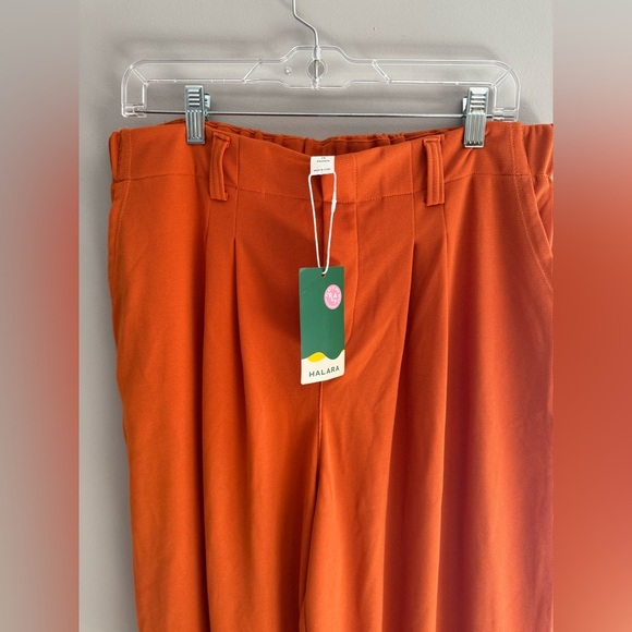 Halara Flex High Waisted Pocket Wide Leg Waffle Dress Pants Womens SZ XL Orange - Picture 2 of 10
